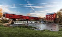 The Bridgeton covered bridge is in Parke County, Indiana, known as "the covered bridge capital of the world." Photo courtesy of Visit Indiana.