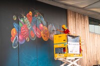  An artist paints a mural at the Shine Festival in St. Petersburg, Florida. Photo courtesy of Visit St. Pete-Clearwater. 