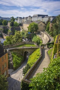  Promenades meander above the cliff face stone walls of Luxembourg City's Casemates du Bock that house a vast 10-mile network of impenetrable fortification tunnels and bastion galleries carved into the rock. Photo courtesy of Luxembourg City Tourist Office. 