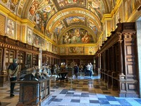  The magnificent library at the Royal Monastery of San Lorenzo de El Escorial houses medieval books, relics and a beautiful arched ceiling of gold-embellished frescoes. Photo courtesy of Alison Ramsey. 