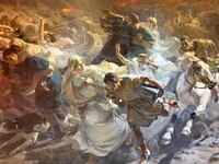  Ulpiano Checa's "The Last Days of Pompeii" oil painting spans almost 66 square feet at the Ulpiano Checa Museum in Colmenar de Oreja, Spain. Photo courtesy of Alison Ramsey. 