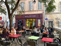  A cafe in the Le Panier in Marseille celebrates the French tradition of eating alfresco. Photo courtesy of Georgeanne Brennan. 