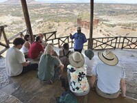  An outdoor classroom overlooks Olduvai Gorge in Tanzania. Photo courtesy of Lesley Frederikson. 