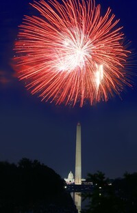  Washington, D.C.'s, spectacular fireworks light the sky with the Washington Monument and the Capitol in the distance. Photo courtesy of Big Stock and Destination DC. 