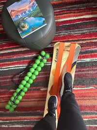  The GIBBON Slackboard provides a way to improve balance before traveling. Photo courtesy of Alison Ramsey. 