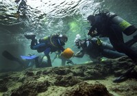 . Each Halloween scuba divers go to the depths of one of the Finger Lakes in New York to compete by carving jack-o'-lanterns under water. Photo courtesy of Michel Wood/Dreamstime.com. 