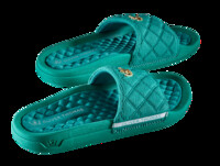 Oliver Thomas Wingwoman Comfort Recovery Slides ease you from a strenuous day of strolling to the spa or a poolside party, giving your feet a relaxing cuddle treat with a crowning touch of bling. Photo courtesy of Oliver Thomas.