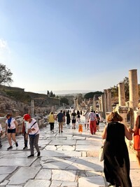 The Marble Road of Ephesus is the main throughway of this once Greek then Roman city in Turkey. Photo courtesy of Georgeanne Brennan.