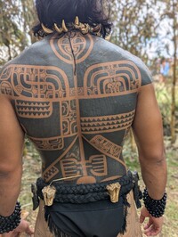  Throughout Polynesia, the body is a living chronicle of a person's life as sacred tattoos identify family history, life events, social status and spiritual beliefs. Photo courtesy of Athena Lucero. 