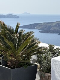 Visitors to Santorini, Greece, have an opportunity to enjoy this view. Photo courtesy of Georgeanne Brennan.
