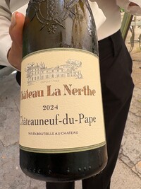 Lunch at five-star La Mirande in Avignon, France, was complete with a bottle of Chateauneuf du Pape wine. Photo courtesy of Georgeanne Brennan.