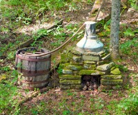 A still in the wood justifies the claim by Franklin County, Virginia, to be the moonshine capital of the world. Photo courtesy of Boulder32/Dreamstime.