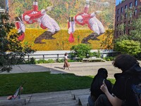  Seating along the High Line in Chelsea invites relaxation and viewing of a mural by New York artist Derek Fordjour titled "Backbreaker Double." Photo courtesy of Athena Lucero. 
