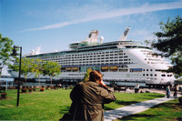 A passenger shoots a photo of the Royal Caribbean Explorer of the Seas docked in Portland, Maine. Photo courtesy of Sharon Whitley Larsen.