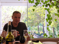  Winemaker Michael Scholz enjoys an afternoon sip. Photo credit Diane Salisbury. 