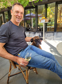  Winemaker Michael Scholz enjoys an afternoon sip. Photo credit Diane Salisbury. 