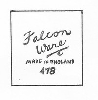  Falcon Ware was made by Thomas Lawrence, Ltd., in England. 