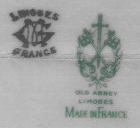  Porcelain dinnerware was made in Limoges, France, around 1920. 