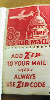  1962 U.S. airmail stamp featured a plane and the U.S. Capitol building. 