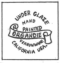  "Organdie" pattern was made by Vernon Kilns. 