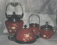  Ruby Satin Glass Table Set 