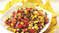  Grilled corn, zucchini and red bell pepper liven up a summer salsa. 