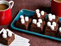  Hot chocolate mix adds to these marshmallow-topped brownies. 