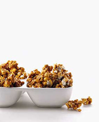  Caramel corn clusters are sweet and spicy. 