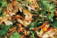 Spelt, highlighted in this spicy salad, is a nutty and slightly sweet ancient grain that has higher protein than wheat.