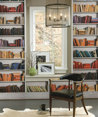  Shhhh! Library puts up a good front but hides a witty secret &#8212; it's all a charming fake. Photo: Courtesy York Wallcoverings. 
