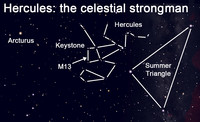  View the celestial strongman, Hercules, and the Great Globular Cluster. 