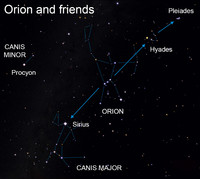  </p>
<p>Stargazers from the Earth's Northern Hemisphere can easily find the burly celestial hunter Orion.