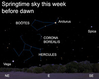  Rise before dawn in late January to get an early look at these constellations from the springtime sky. 