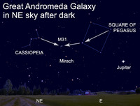  We can see this distant stellar city also known to astronomers as M31 on any clear, dark night with nothing more than our eyes. 