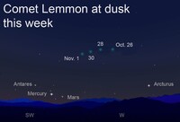 Comet Lemmon, a comet discovered in January, may be visible with the unaided eye after sunset this week.