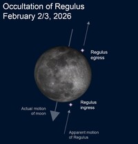  On Feb. 2, the moon will pass in front of the bright star Regulus. 