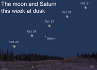 This week, the moon's orbital path will carry it past Saturn in the night sky.