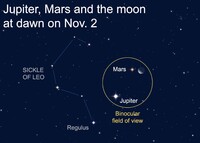 Mars and Jupiter currently appear near each other in the night sky.