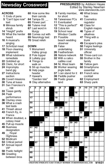 newsday-crossword-puzzle-for-sep-16-2021-by-stanley-newman-creators-syndicate