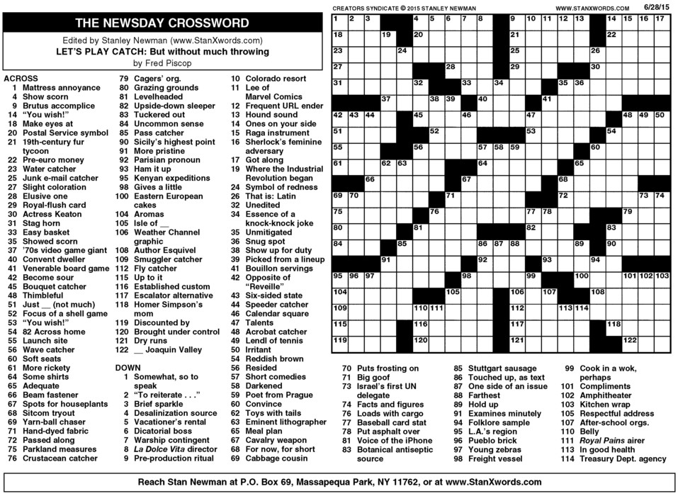 Newsday Sunday Crossword Printable Customize And Print