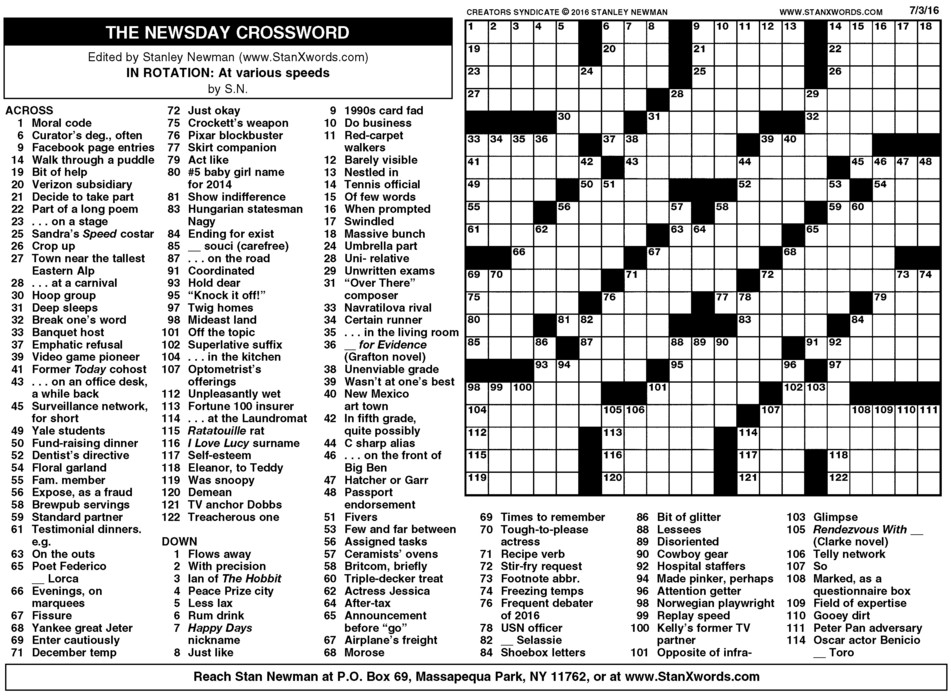 Newsday Sunday Crossword Printable Customize And Print