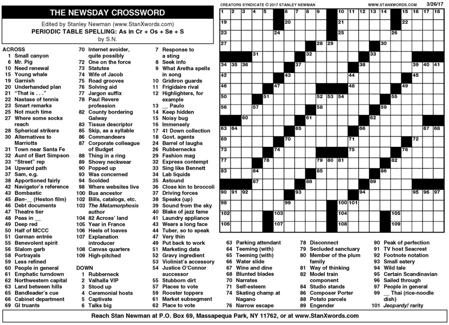 Usa Today Crossword March 17 | newsday crossword sunday for mar 26 2017 by stanley Usa Today Crossword March 17 | newsday crossword sunday for mar 26 2017 by stanley