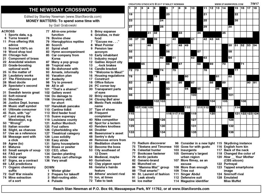 Newsday Crossword Puzzle Answers Newsday Crossword Puzzle Answers