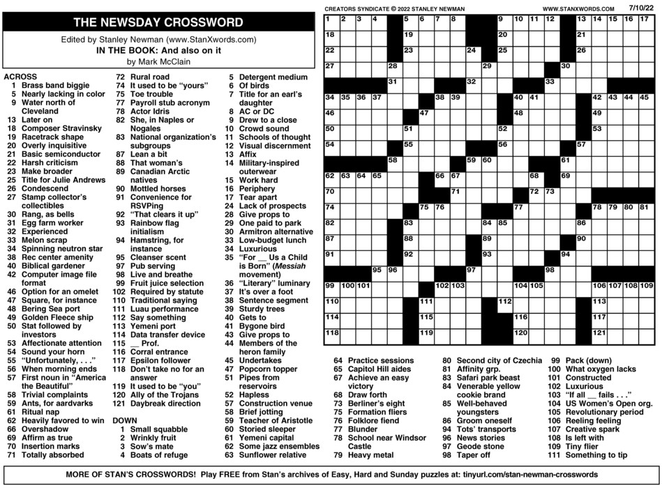 newsday crossword sunday creators syndicate