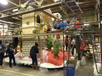 It takes many volunteers to prepare floats for the Tournament of Roses Parade in Pasadena, California. Photo courtesy of Bill Neely.