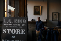 "We can make about 700 masks a day here," says "Jack King, owner of L.C. King Manufacturing Co in Bristol, Tennessee. Photo by Michael Rayne Swensen
