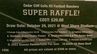  "The Cedar Cliff Booster Club has an obligation to raise $50,000 a year. This year they are holding a raffle that includes several guns. If the winner does not want the gun, they will receive $200 instead." 